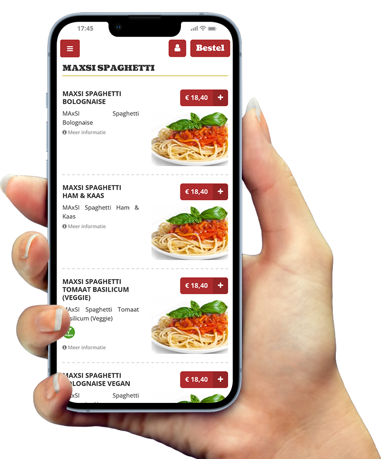 Voorbeeld van onze app op smartphone